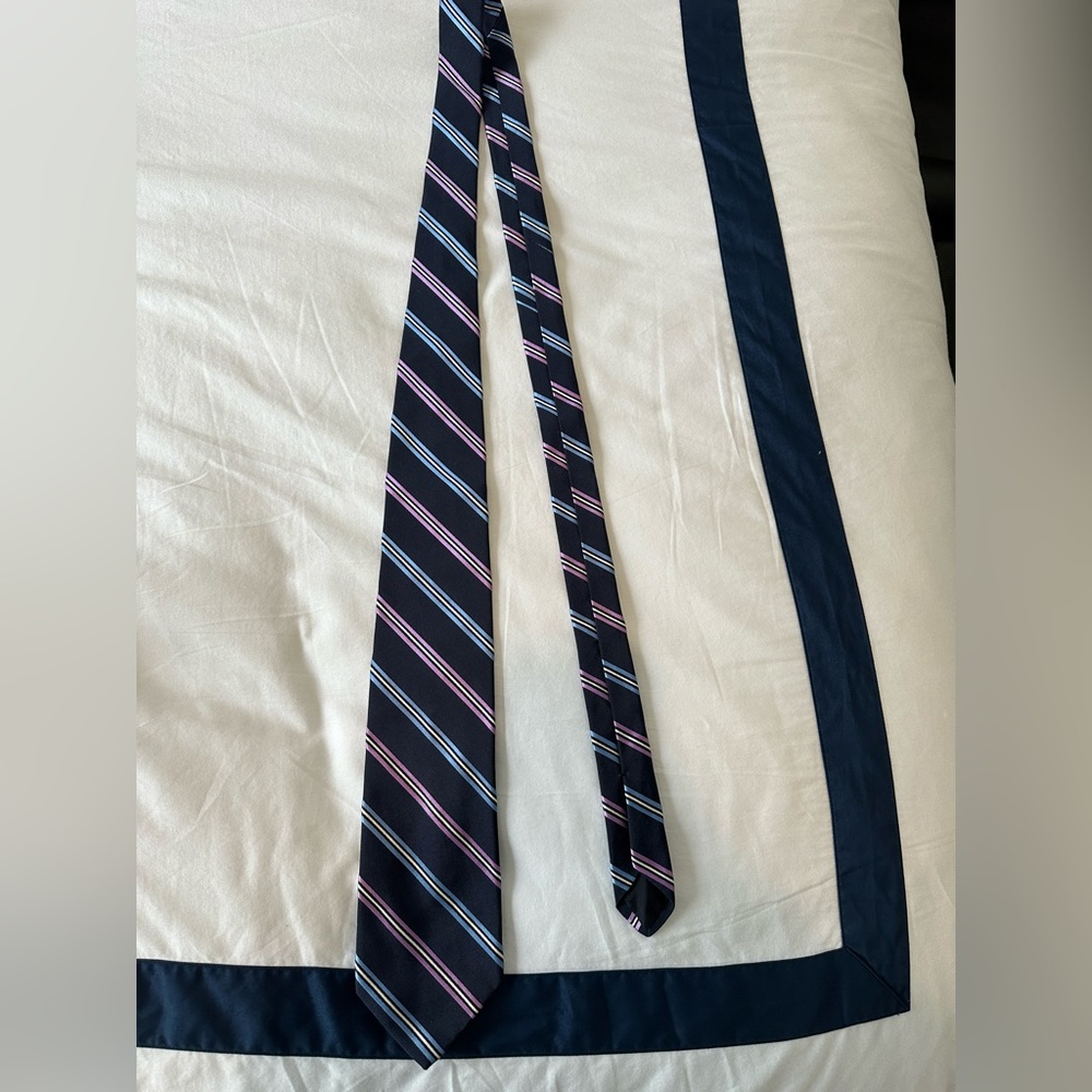 Brooks Brothers Navy Blue Purple Striped Silk 346  Tie